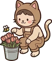People crouching, a sticker from the The Flower Shop world