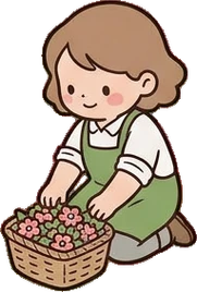 People crouching, a sticker from the The Flower Shop world