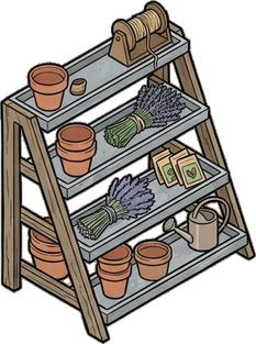 Big floor pieces, a sticker from the The Flower Shop world