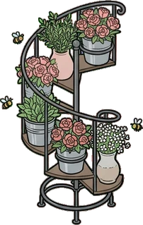 Big floor pieces, a sticker from the The Flower Shop world