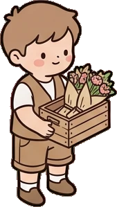 People standing, a sticker from the The Flower Shop world