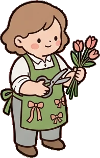 People standing, a sticker from the The Flower Shop world