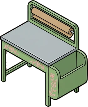 Desks and workbenches, a sticker from the The Flower Shop world
