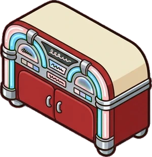 Dressers and low cabinets, a sticker from the The Diner world