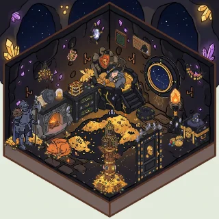 A The Dragon's Hoard corner decorated by a player: 32 stickers