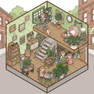 A The Flower Shop corner decorated by a player: 82 stickers