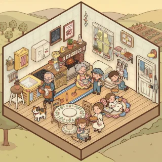 A Grandma's Kitchen corner decorated by a player: 45 stickers