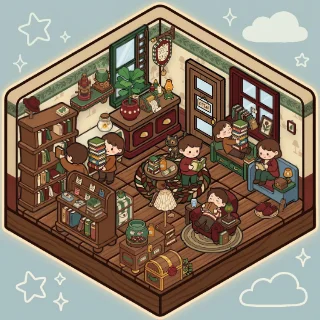 A Little Bookshop corner decorated by a player: 52 stickers