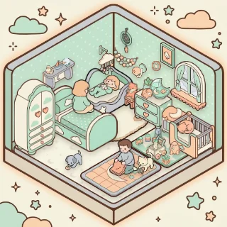 A The Nursery corner decorated by a player: 38 stickers