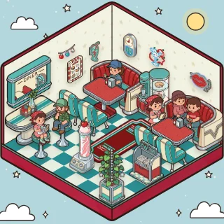 A The Diner corner decorated by a player: 31 stickers