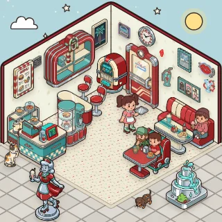 A The Diner corner decorated by a player: 43 stickers